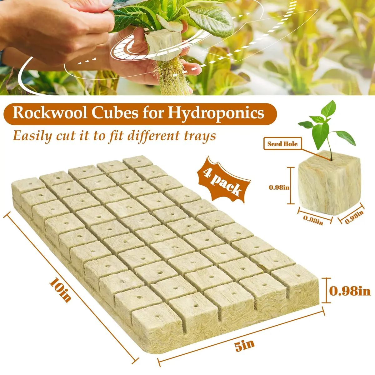 Legigo 200 Rockwool Cubes Seed Starter Plugs 1 Inch | Hydroponics & Soilless Cultivation - view 2