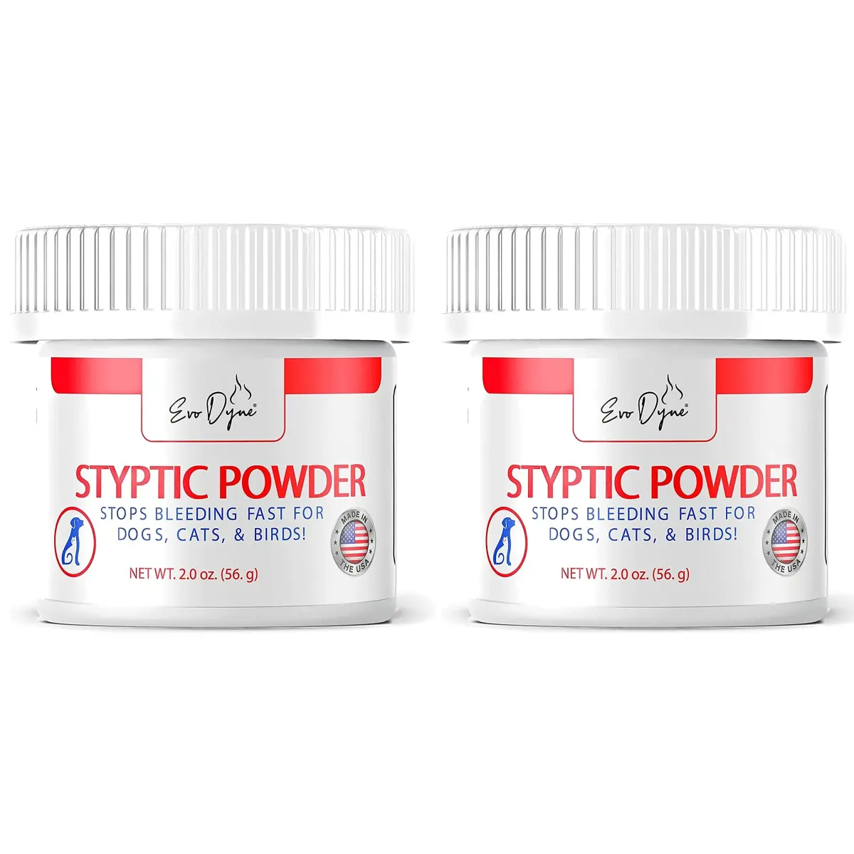 Evo Dyne Styptic Powder 2-Pack 2 oz (56g) for Dogs, Cats & Birds | Fast Bleeding Stop for Pet Nail Trims - main product image