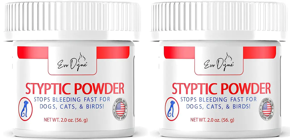 Evo Dyne Styptic Powder 2-Pack 2 oz (56g) for Dogs, Cats & Birds | Fast Bleeding Stop for Pet Nail Trims - main product image