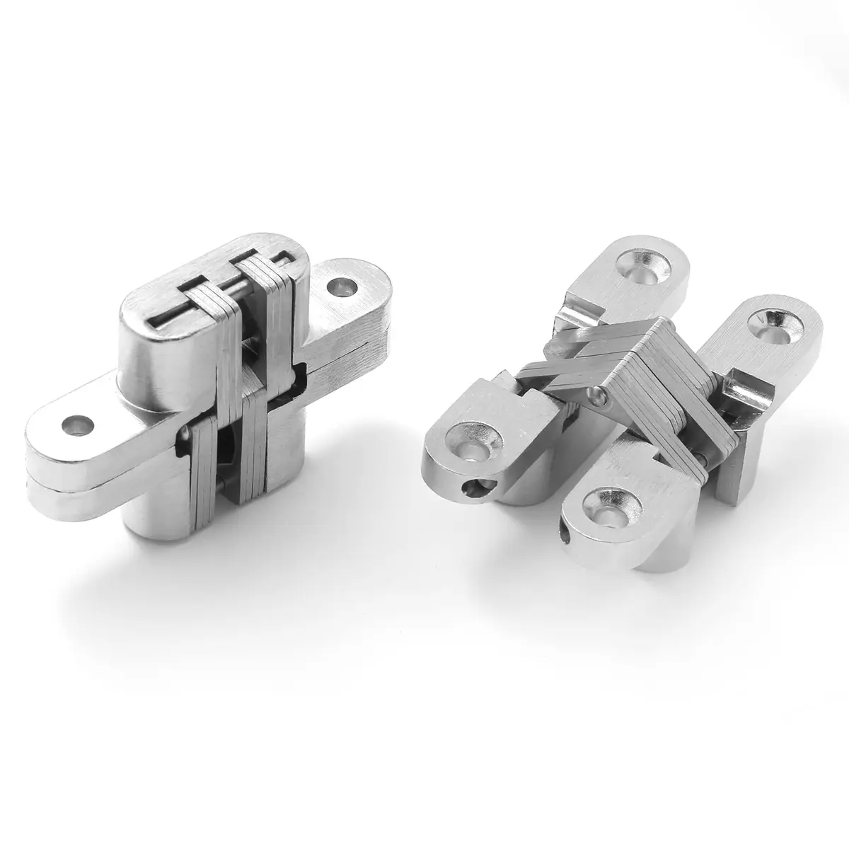 Rierdge Hidden Gate Hinge 2-3/8" Stainless Steel | 180° Invisible Cross Hinge for Frameless Cabinets - view 7