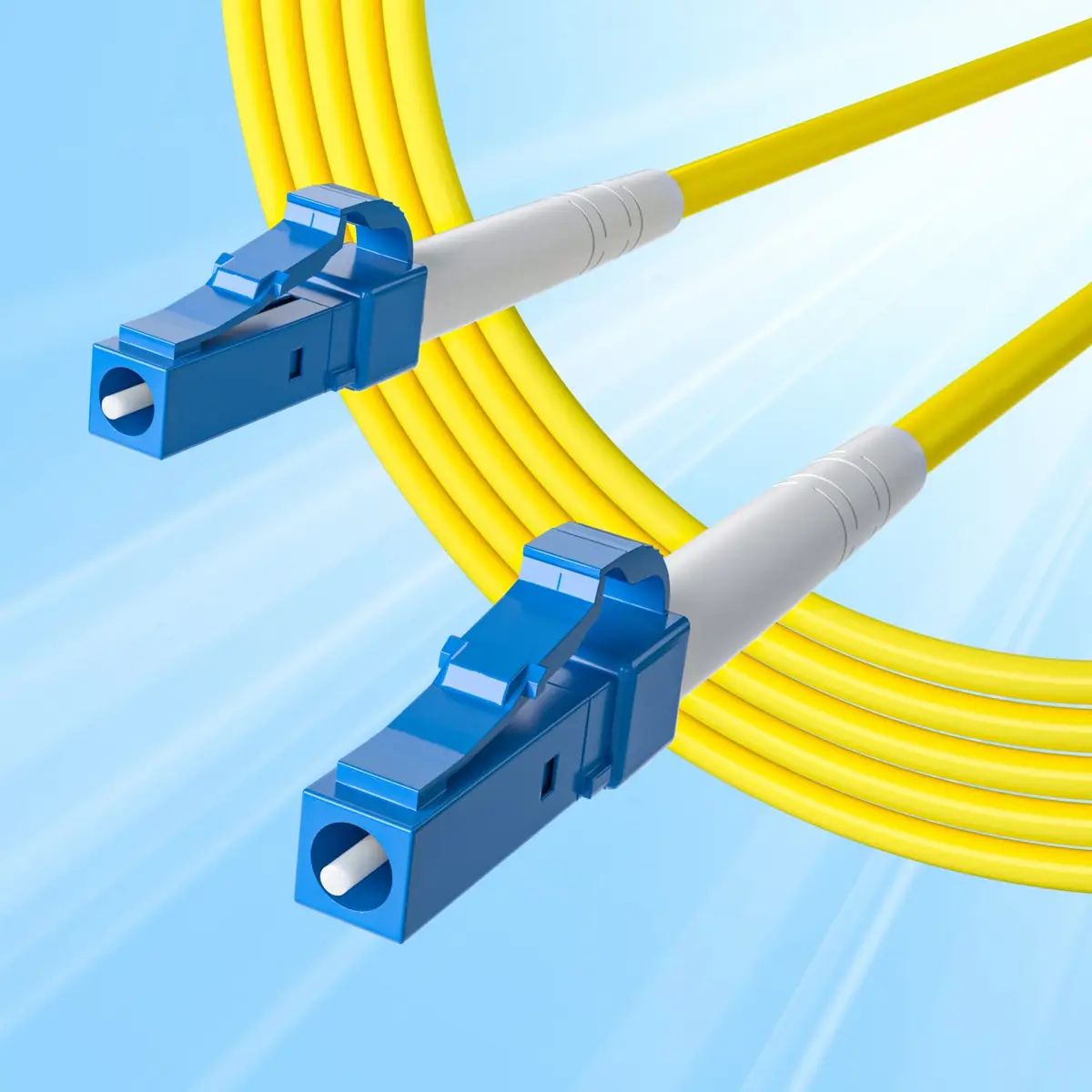 10Gtek Simplex Fiber Patch Cable - LC to LC Single-Mode Fiber, 50m (164ft), Yellow | High-Speed Data Transfer - main product image