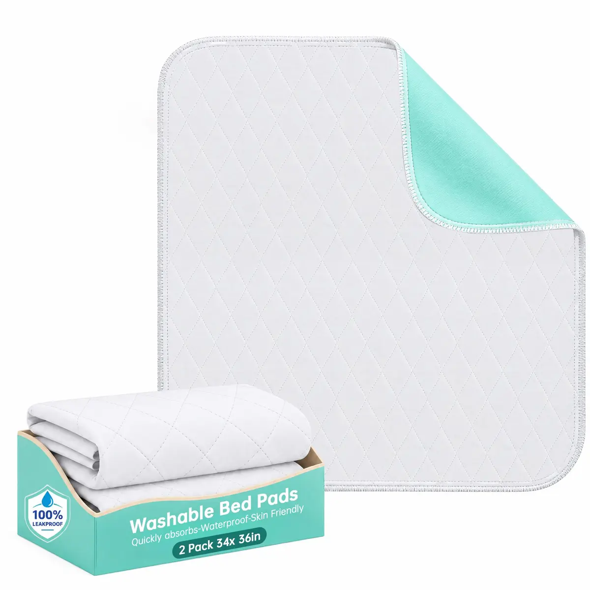 CoolShields Reusable Waterproof Bed Pads 34x36 | Washable & Eco-Friendly Bed Protector for Adults & Elderly - main product image