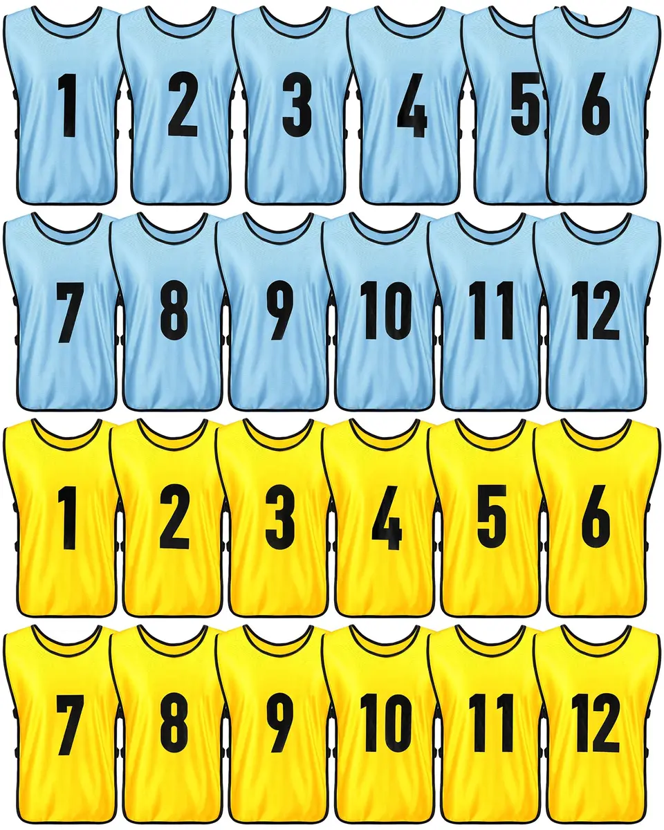 Yahenda 24 Pcs Soccer Pinnies Numbered Vests Large | Reversible Team Jerseys for Sports - main product image