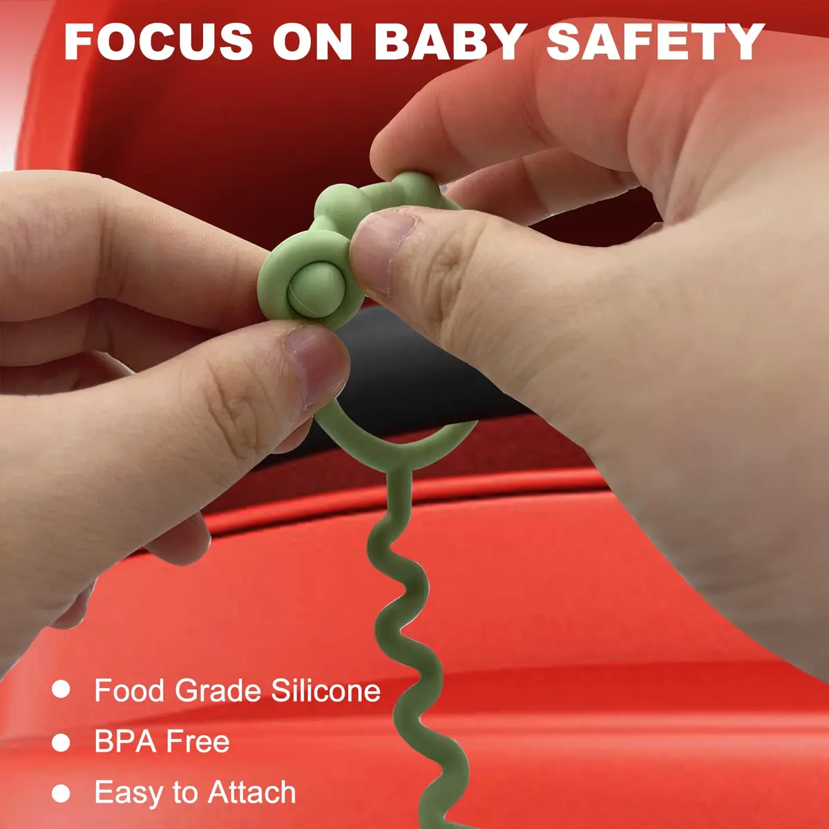 Yunaeduo Silicone Toy Straps for Baby, 5 Pack - Adjustable Safety Holder for Stroller, High Chair, Sippy Cups | BPA-Free - view 6
