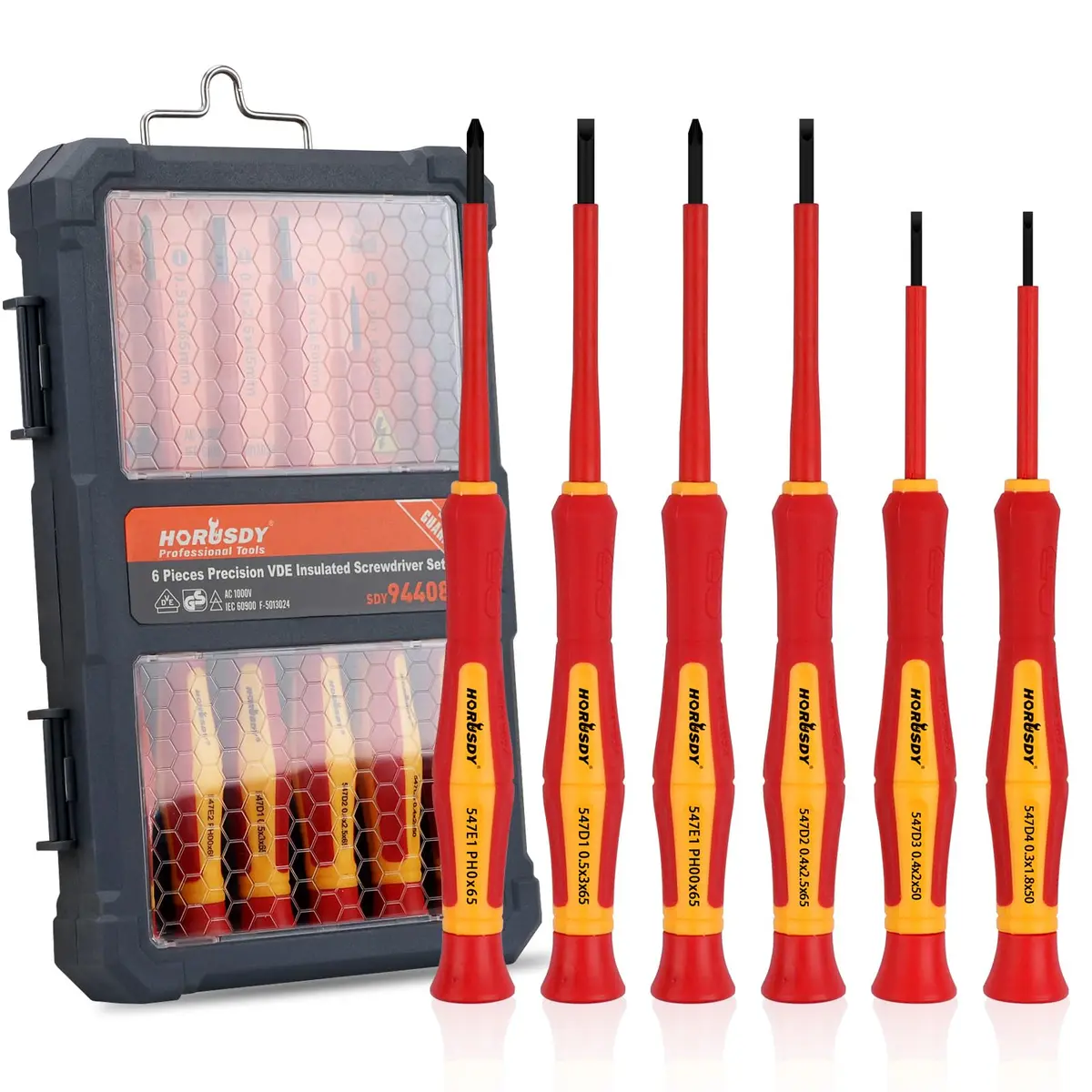 HORUSDY 1000V 6-Piece Mini Insulated Screwdriver Set | Magnetic Tip, Slotted & Phillips, for Electrical & Micro Projects - main product image