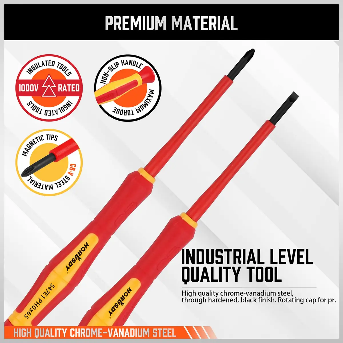 HORUSDY 1000V 6-Piece Mini Insulated Screwdriver Set | Magnetic Tip, Slotted & Phillips, for Electrical & Micro Projects - view 5