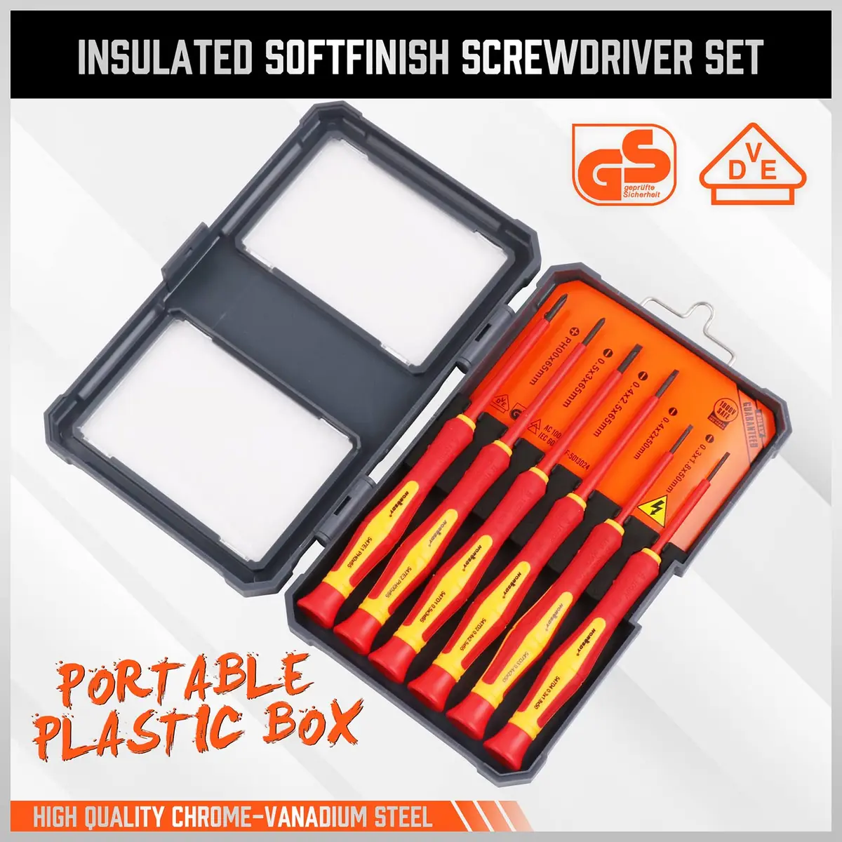 HORUSDY 1000V 6-Piece Mini Insulated Screwdriver Set | Magnetic Tip, Slotted & Phillips, for Electrical & Micro Projects - view 3
