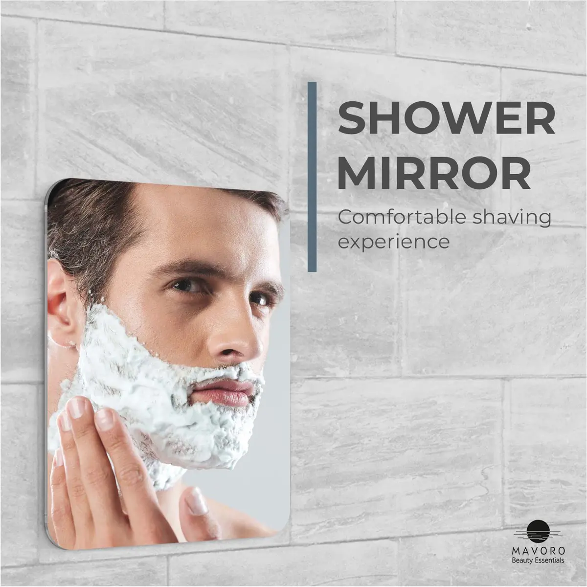 Mavoro 7x9 Inch Acrylic Shower Mirror 2-Pack | Shatter-Resistant, Less Fog, 3M Adhesive Mount - view 2
