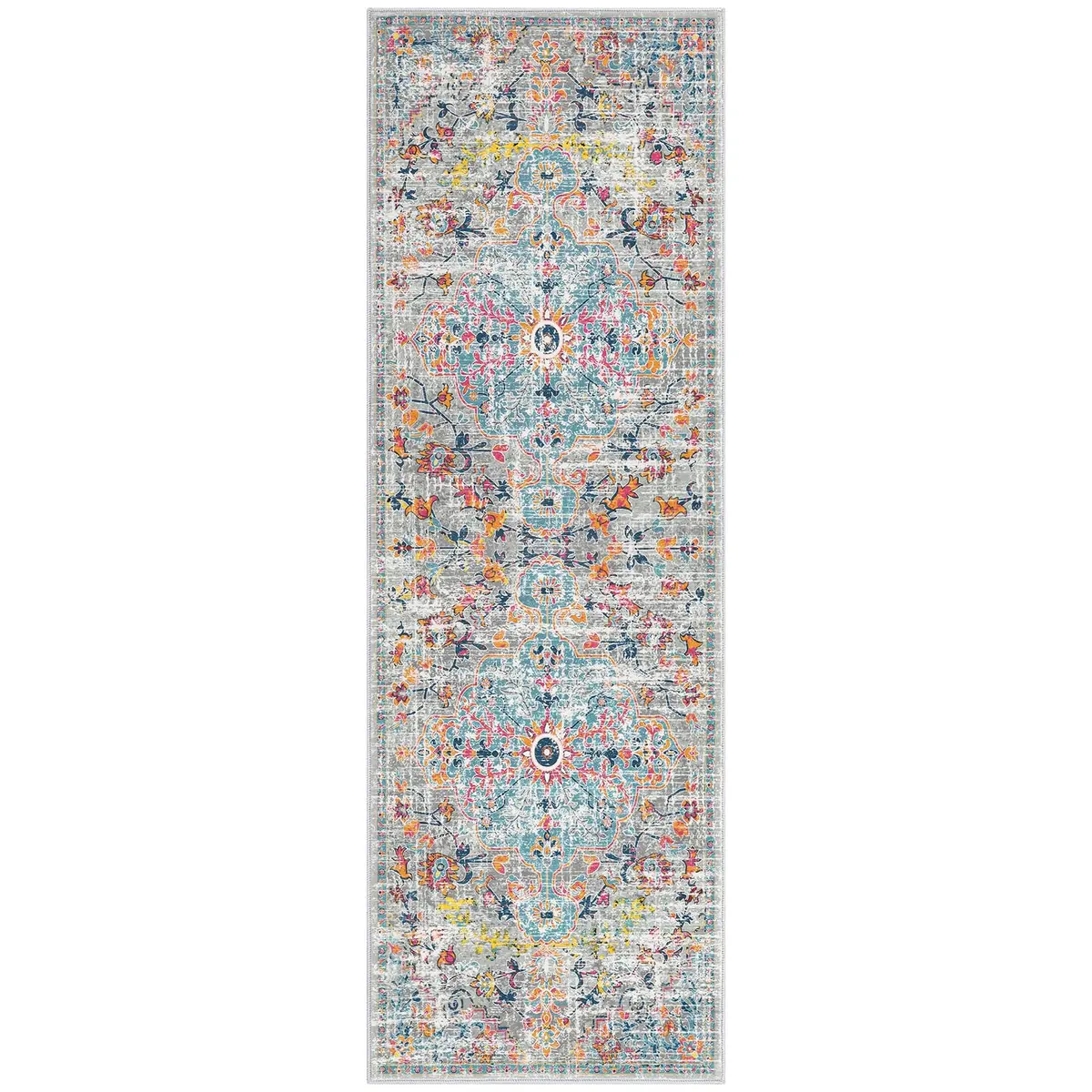 Pauwer Hallway Runner Rug 2x6 | Washable Non Slip Grey Multi (70-120 chars) - view 8