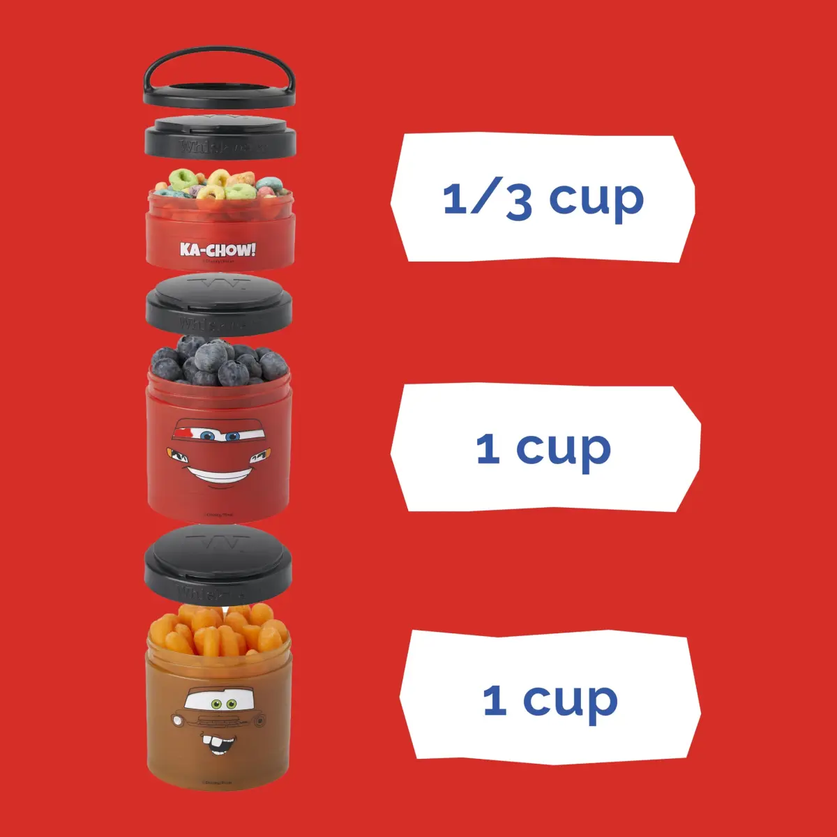 Whiskware Disney Pixar Stackable Snack Containers for Kids and Toddlers, 3-Piece Set | BPA-Free & Dishwasher-Safe - view 4