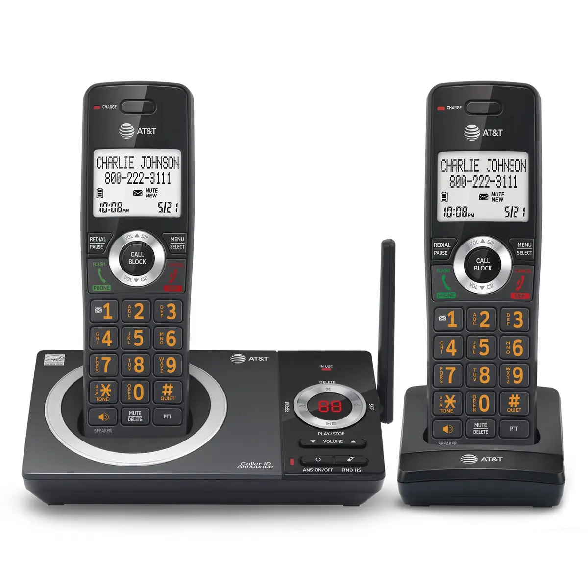 AT&T DECT 6.0 2-Handset Cordless Phone for Home | Long Range & Call Blocker - main product image