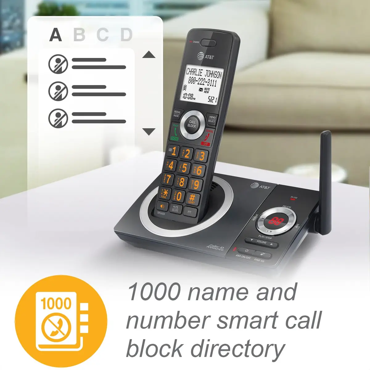 AT&T DECT 6.0 2-Handset Cordless Phone for Home | Long Range & Call Blocker - view 3