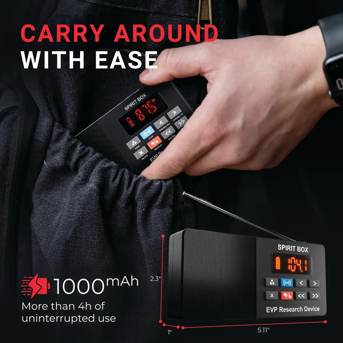 PARANORMIC Spirit Box for Ghost Hunting | 87.5-108 MHz FM & 522-1710 kHz AM | EVP Recorder, Night-Ready, 32GB MicroSD - view 5