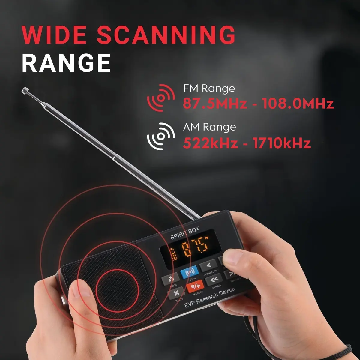 PARANORMIC Spirit Box for Ghost Hunting | 87.5-108 MHz FM & 522-1710 kHz AM | EVP Recorder, Night-Ready, 32GB MicroSD - view 7