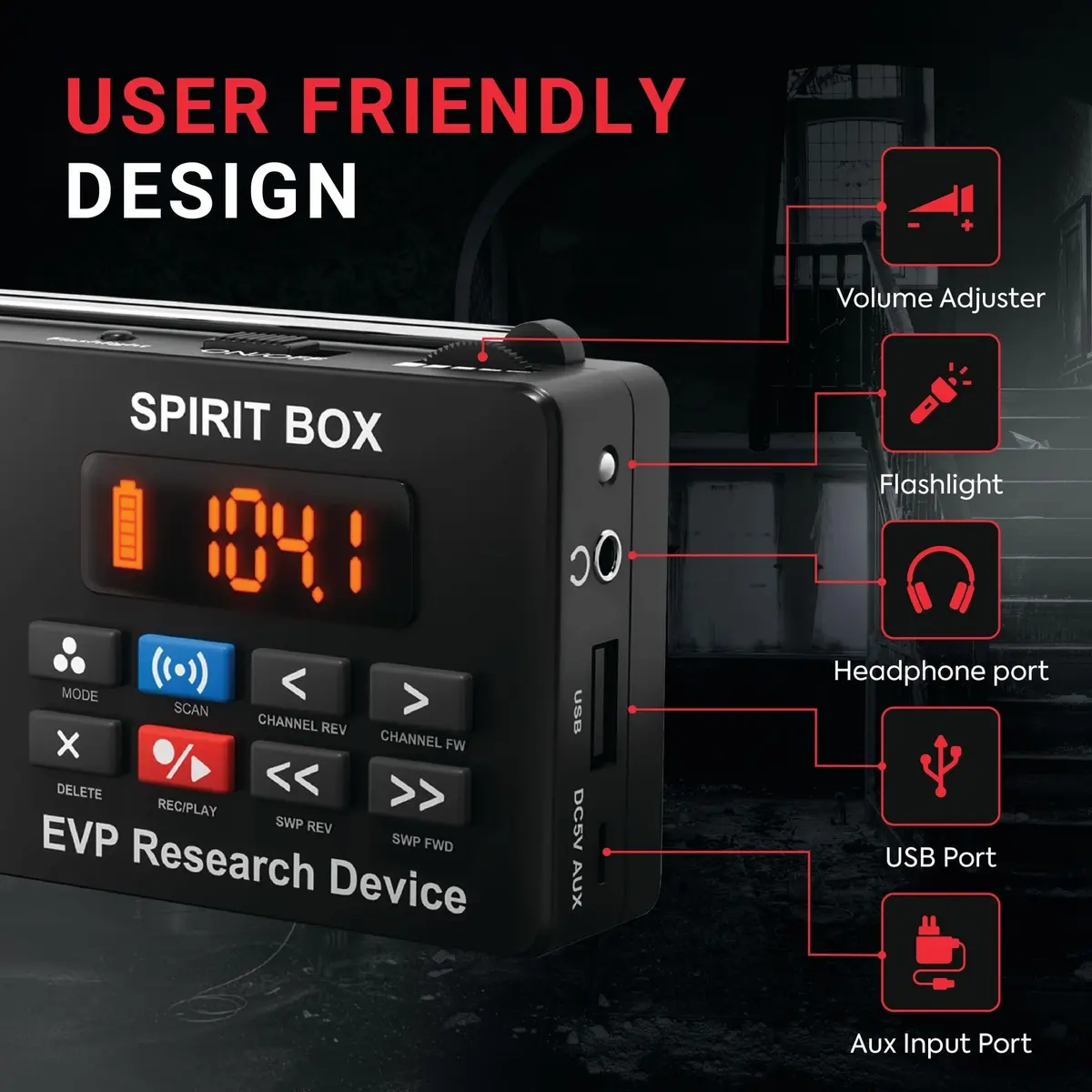 PARANORMIC Spirit Box for Ghost Hunting | 87.5-108 MHz FM & 522-1710 kHz AM | EVP Recorder, Night-Ready, 32GB MicroSD - view 2