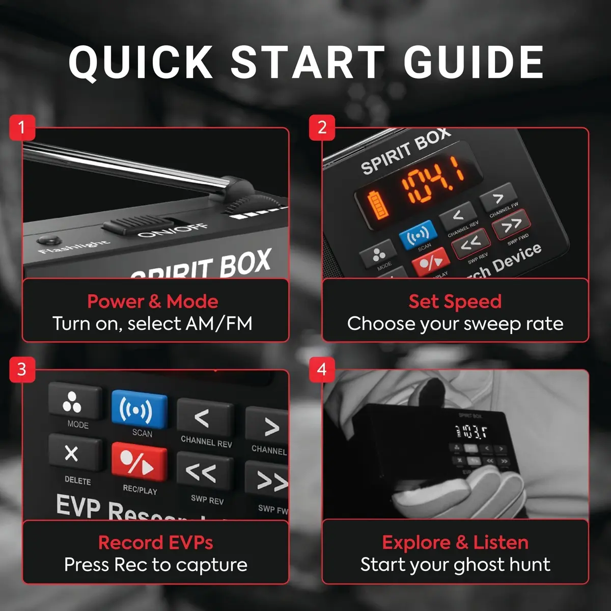 PARANORMIC Spirit Box for Ghost Hunting | 87.5-108 MHz FM & 522-1710 kHz AM | EVP Recorder, Night-Ready, 32GB MicroSD - view 4