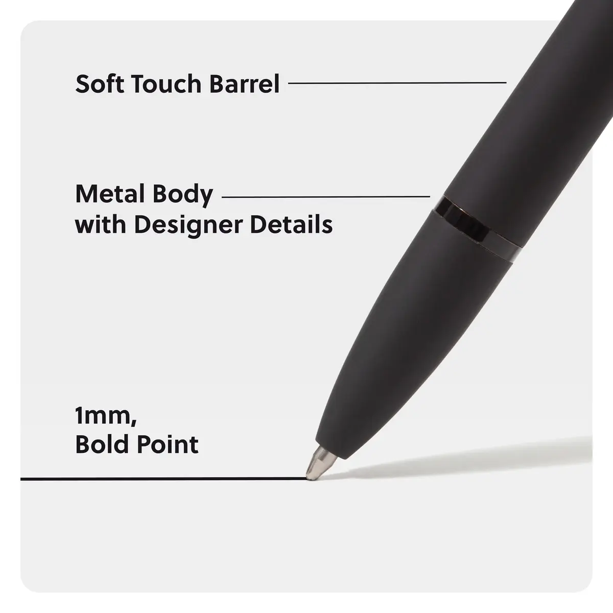 U Brands Ballpoint Pens 2 Pack | Bold 1.0 mm Point Black Ink, Black | Stylish & Impactful - view 3