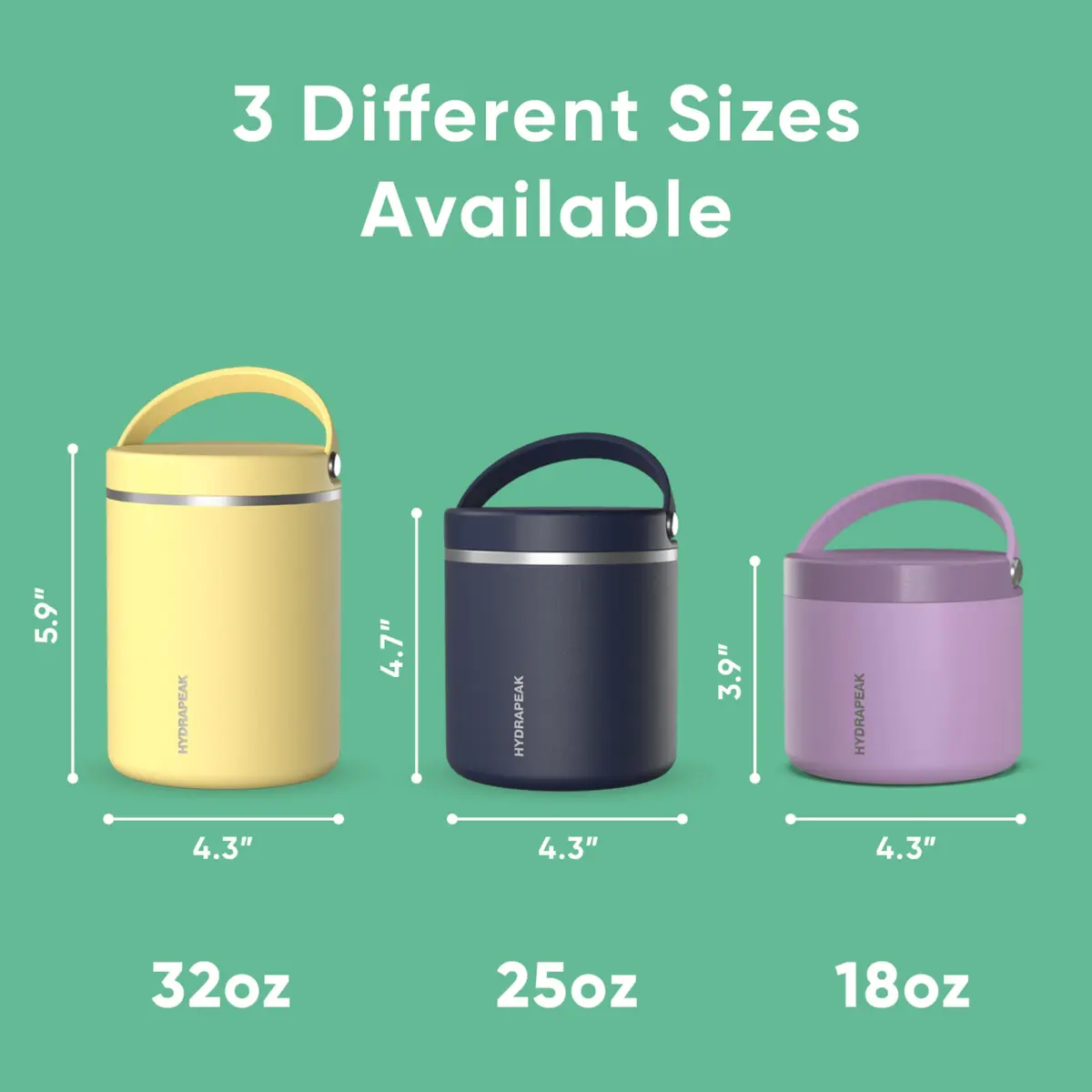 Hydrapeak 18oz Stainless Steel Vacuum Insulated Food Jar | Hot Food and Cold Food, Wide Mouth Leak-Proof Soup Container, 532ml (18 fl oz) - view 5