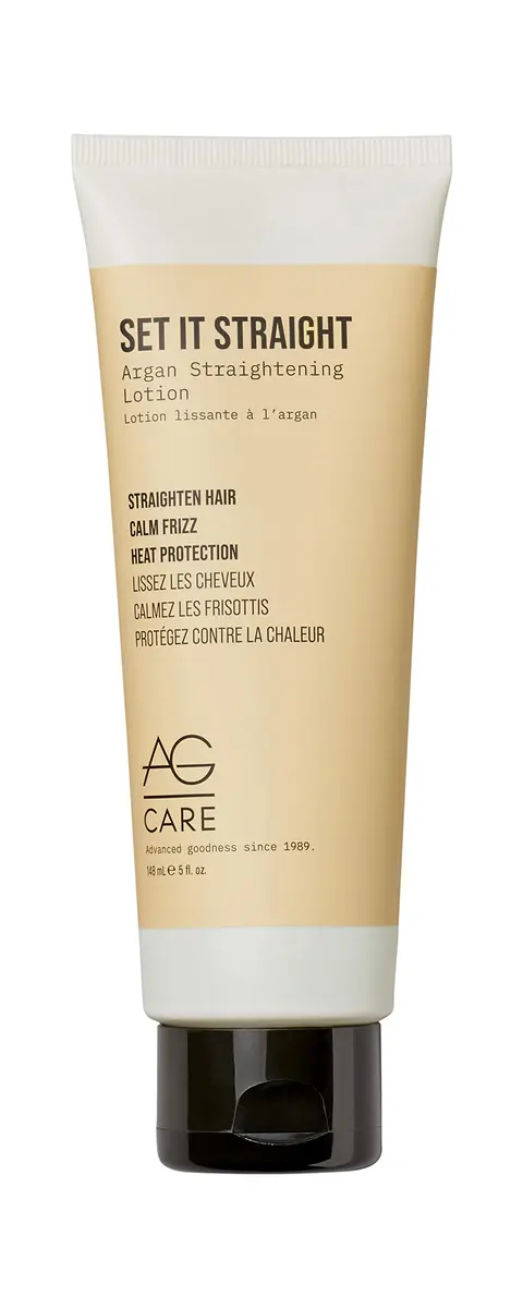AG Care Set It Straight Argan Lotion, 5 Fl Oz | Smooth & Fight Frizz, Heat Protection, Unisex - main product image