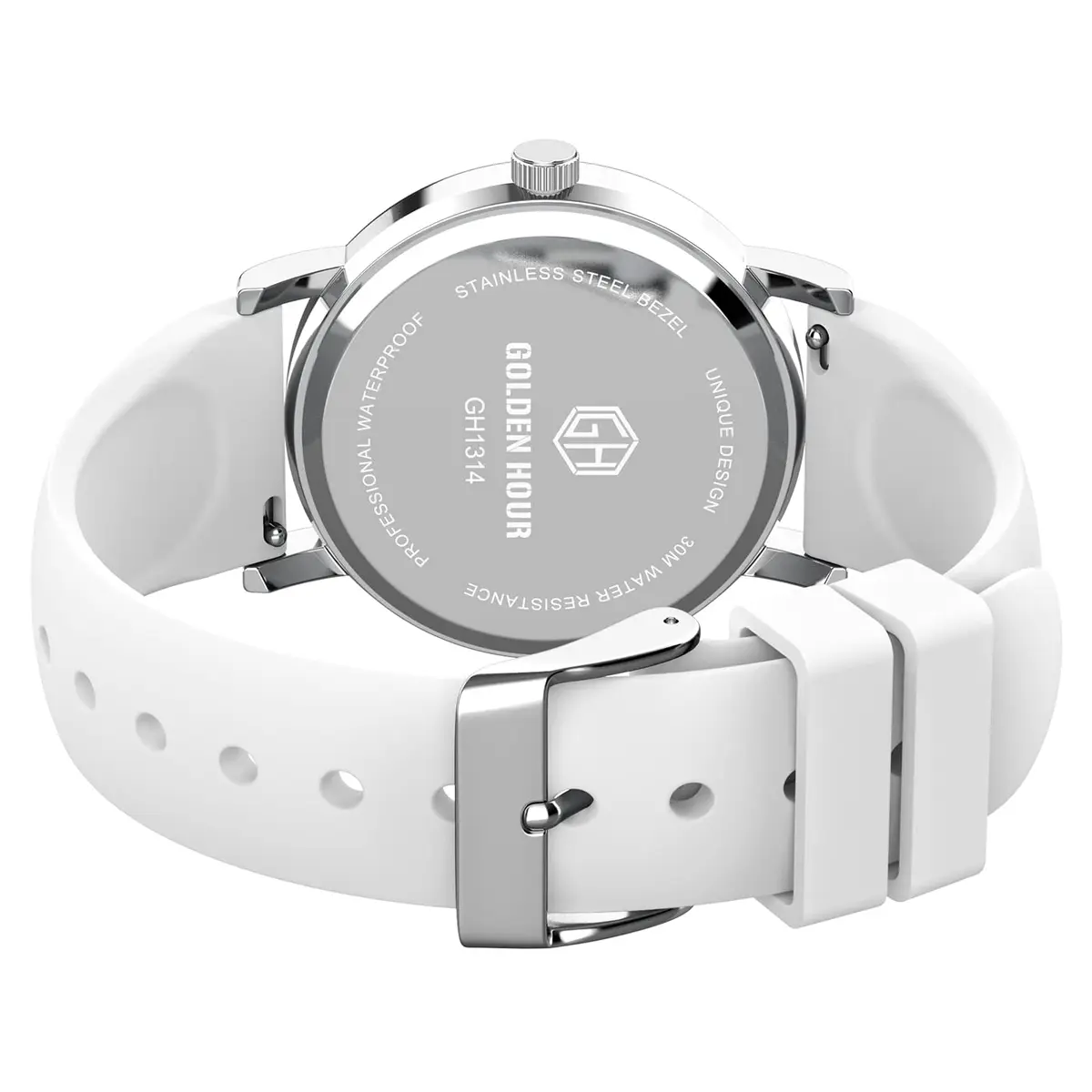 GOLDEN HOUR Waterproof Nurse Watch 38mm White Silicone Band | Easy Read 12/24 Hour Dial, Second Hand, Medical-Style - view 6