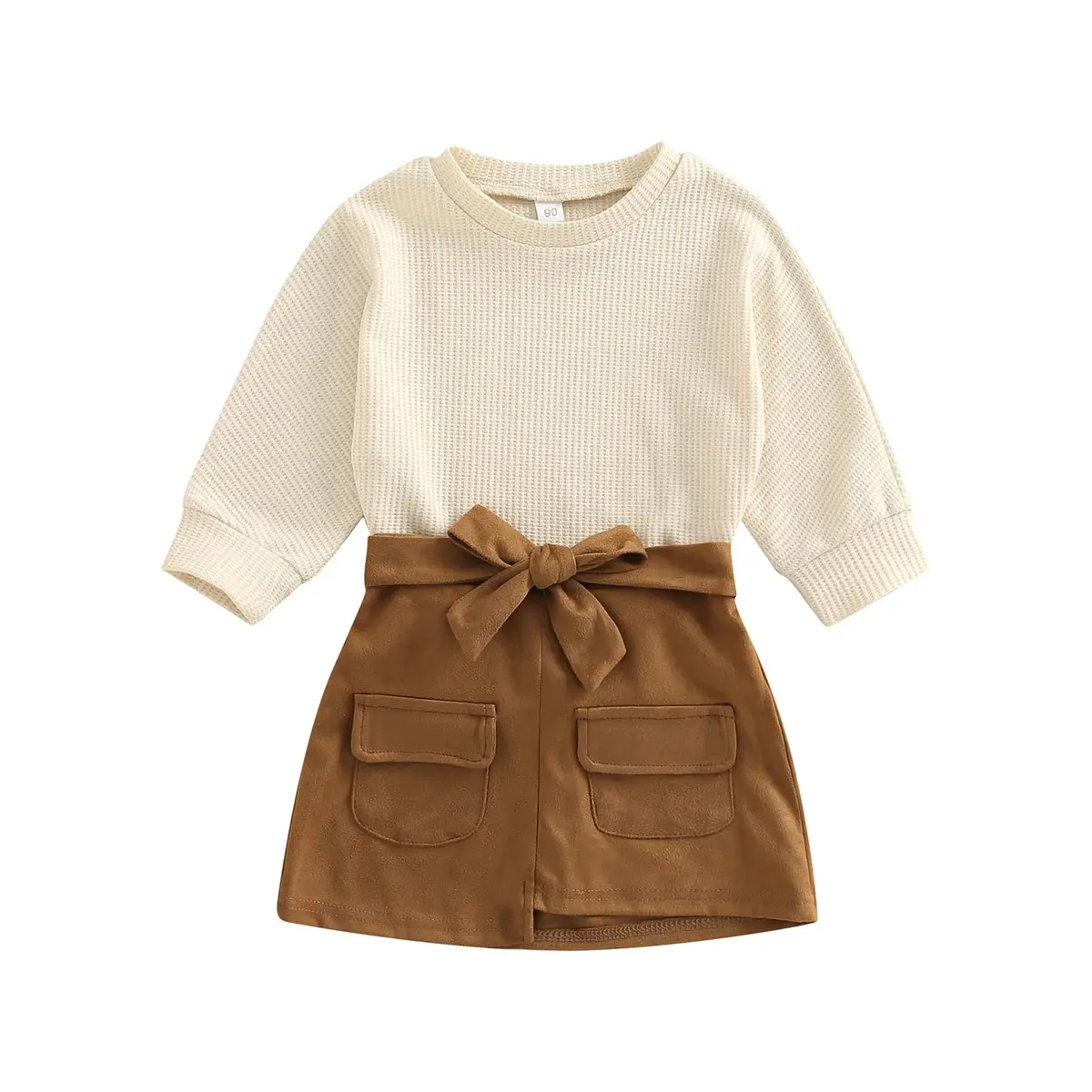 RSRZRCJ Kids Toddler Girl Fall Winter Outfit 3-4T | Long Sleeve Knit Pullover & Mini Skirt - main product image