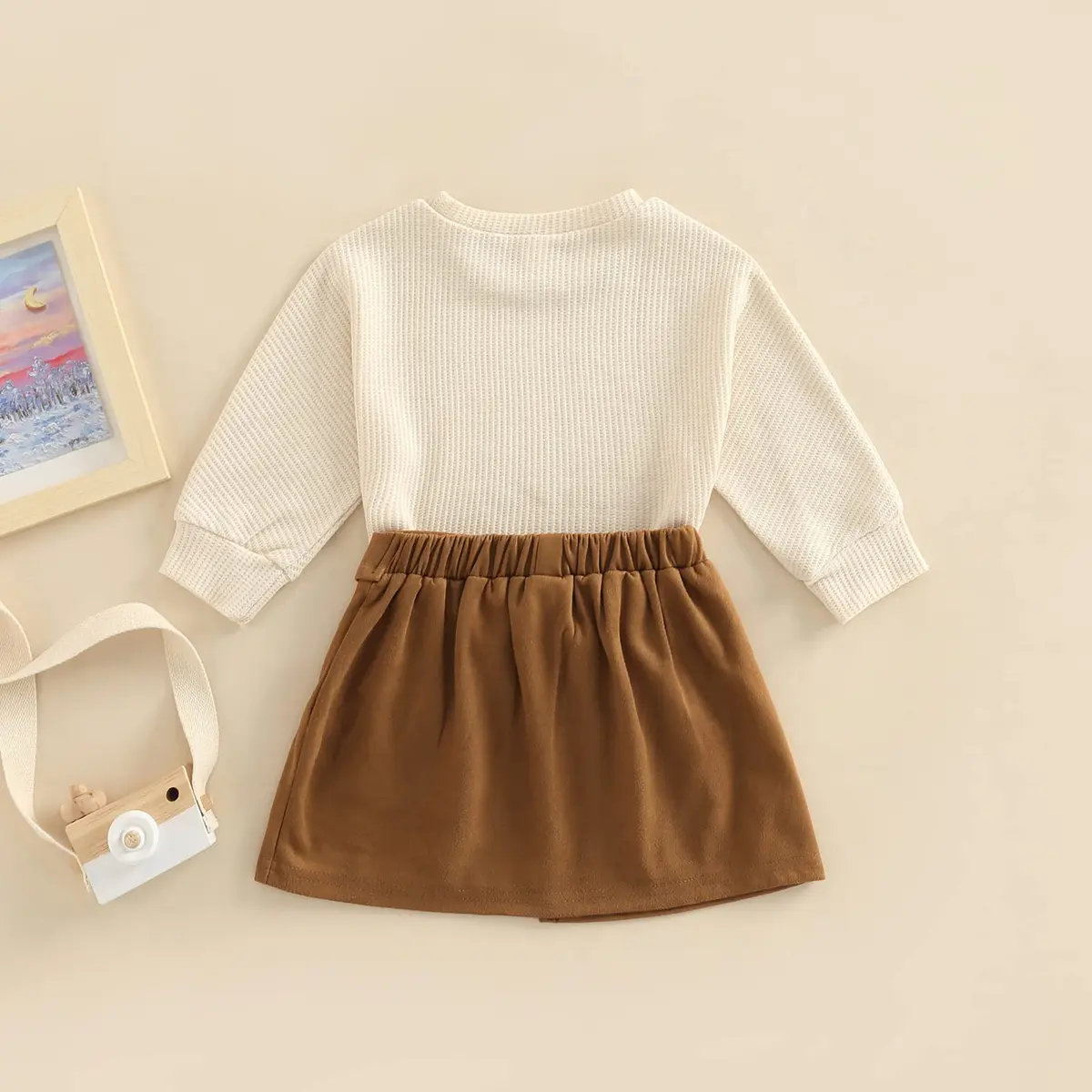 RSRZRCJ Kids Toddler Girl Fall Winter Outfit 3-4T | Long Sleeve Knit Pullover & Mini Skirt - view 5