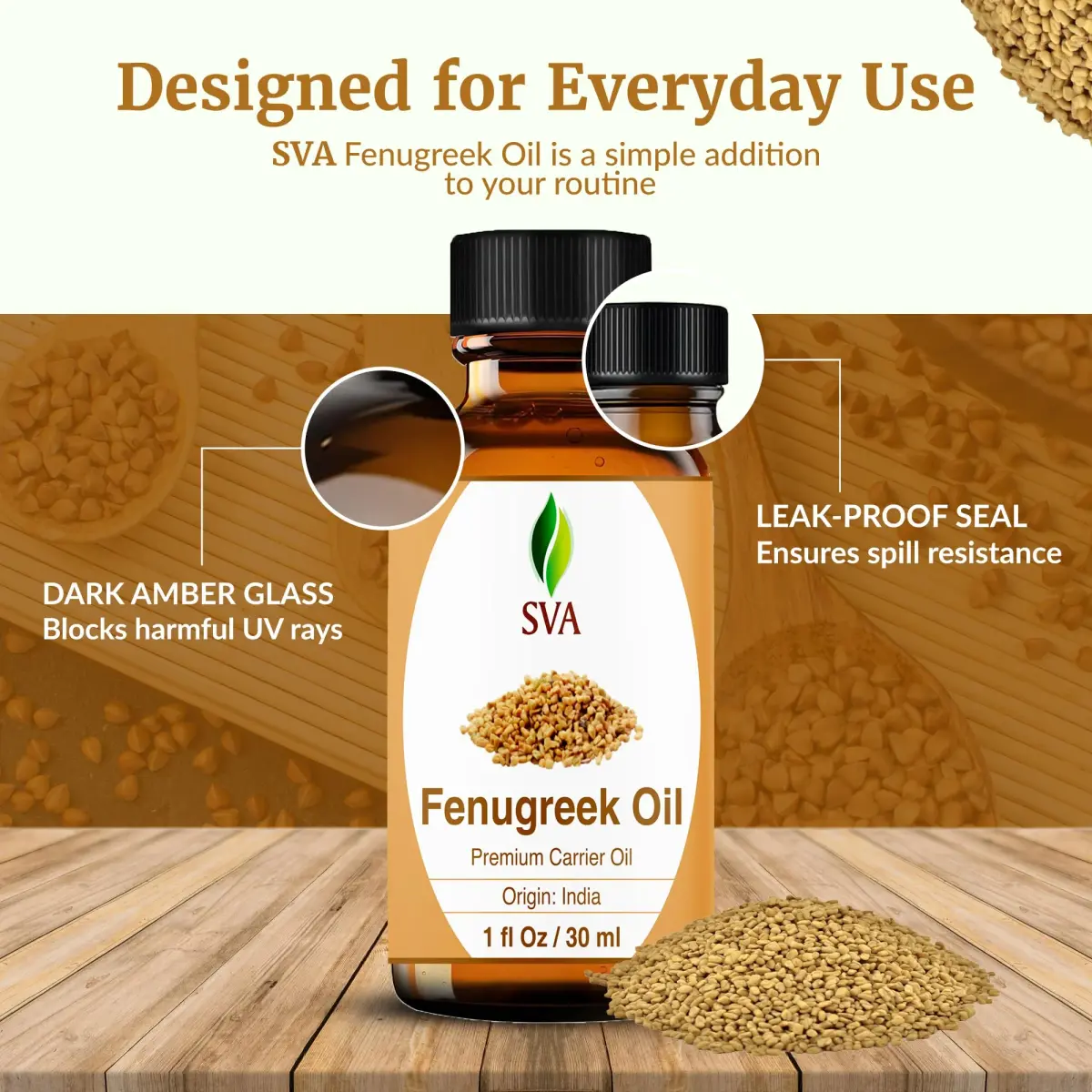 SVA ORGANICS Fenugreek Seed Carrier Oil 30 ml (1 Fl Oz) | USA Imported for Hair & Skin Care - view 7