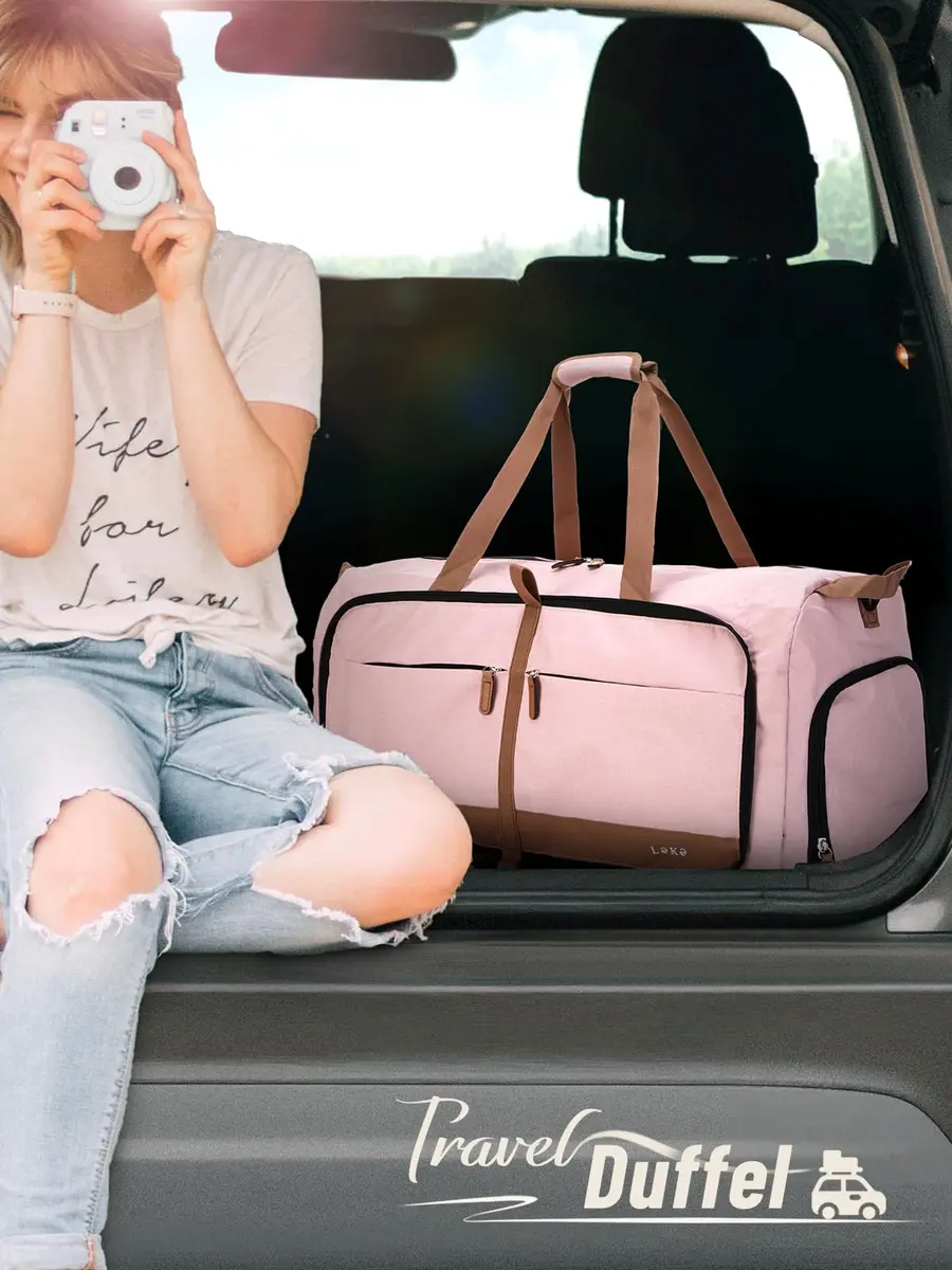 Lekesky Foldable Travel Duffel Bag for Women, 80L | Large Capacity with Shoes & Water-Resistant Design - view 2