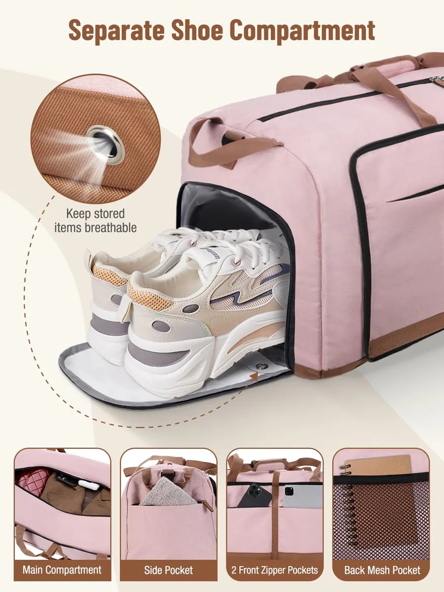 Lekesky Foldable Travel Duffel Bag for Women, 80L | Large Capacity with Shoes & Water-Resistant Design - view 4