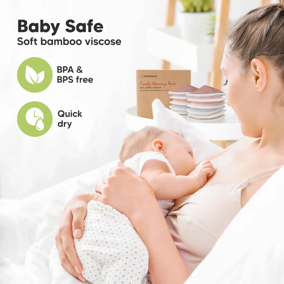 KeaBabies Organic Nursing Pads (14-Pack, Lovelle, 4.6") | 4-Layer Absorbency for Leak Protection - view 5