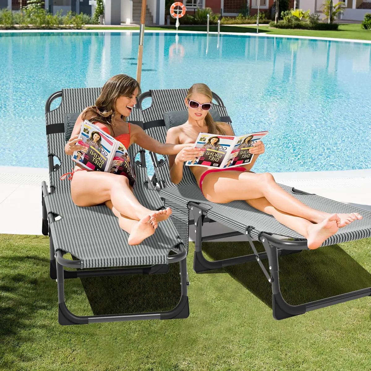 Slsy Folding Camping Cot for Adults | Adjustable 5-Position Portable Bed with Removable Mat - view 3
