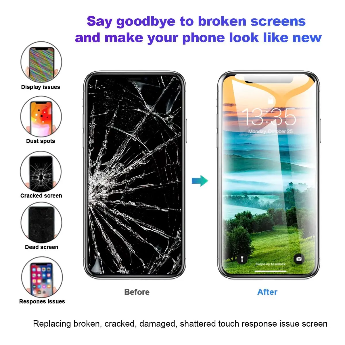 EFAITHFIX iPhone XR Screen Replacement 6.1 inch Full HD LCD with Waterproof Adhesive Sticker | Incell Technology Display - view 5