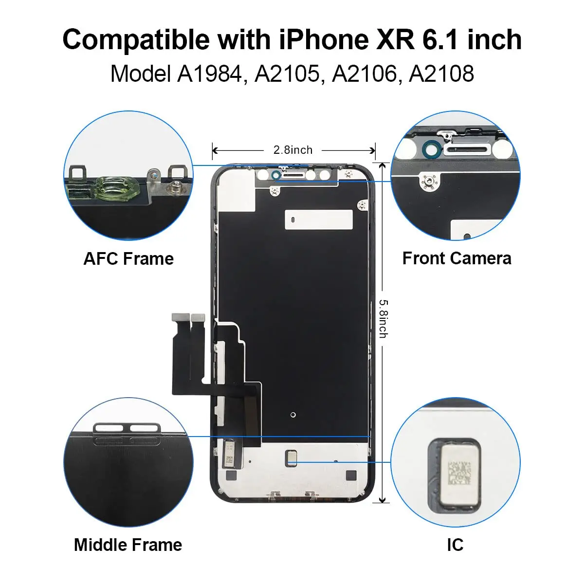 EFAITHFIX iPhone XR Screen Replacement 6.1 inch Full HD LCD with Waterproof Adhesive Sticker | Incell Technology Display - view 3