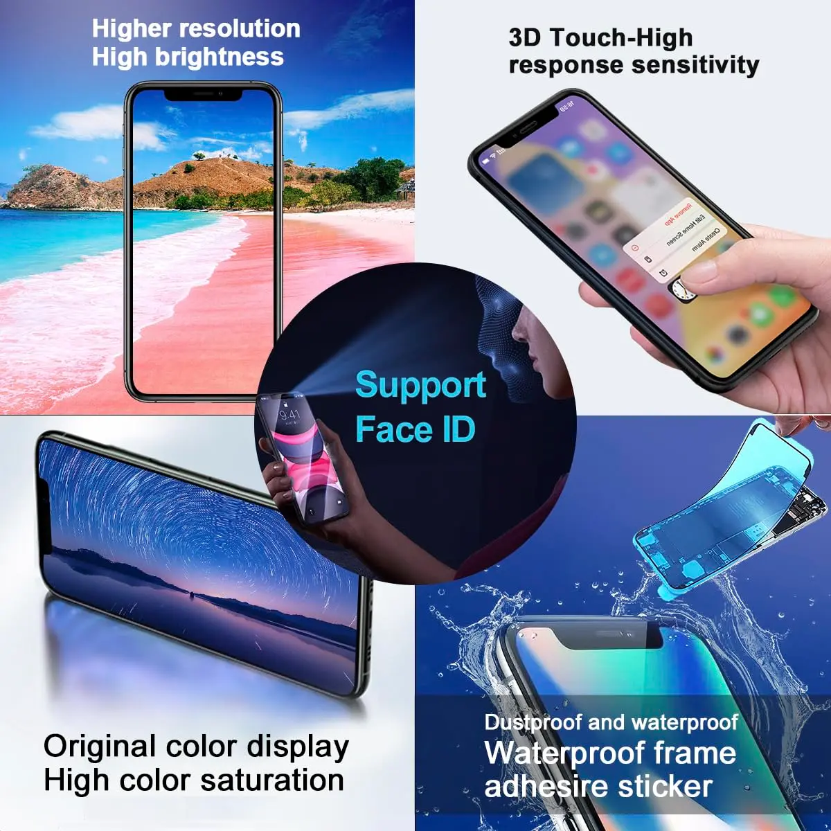 EFAITHFIX iPhone XR Screen Replacement 6.1 inch Full HD LCD with Waterproof Adhesive Sticker | Incell Technology Display - view 4