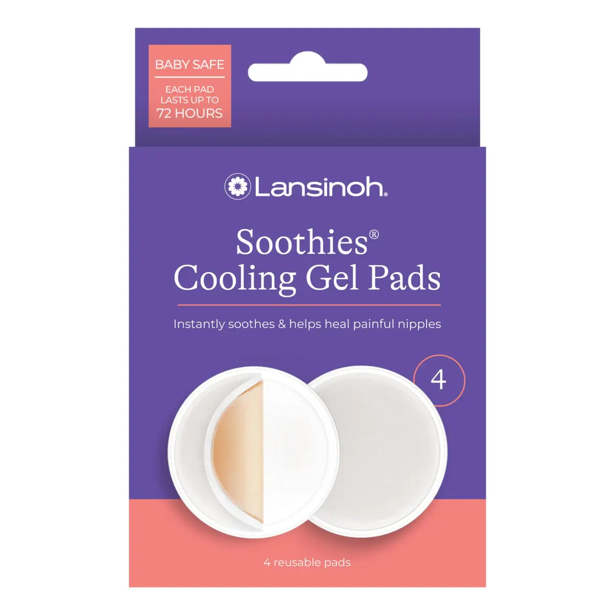 Lansinoh Soothies Cooling Gel Pads for Nursing (4 Count) | Reusable Relief for Sore Nipples - main product image