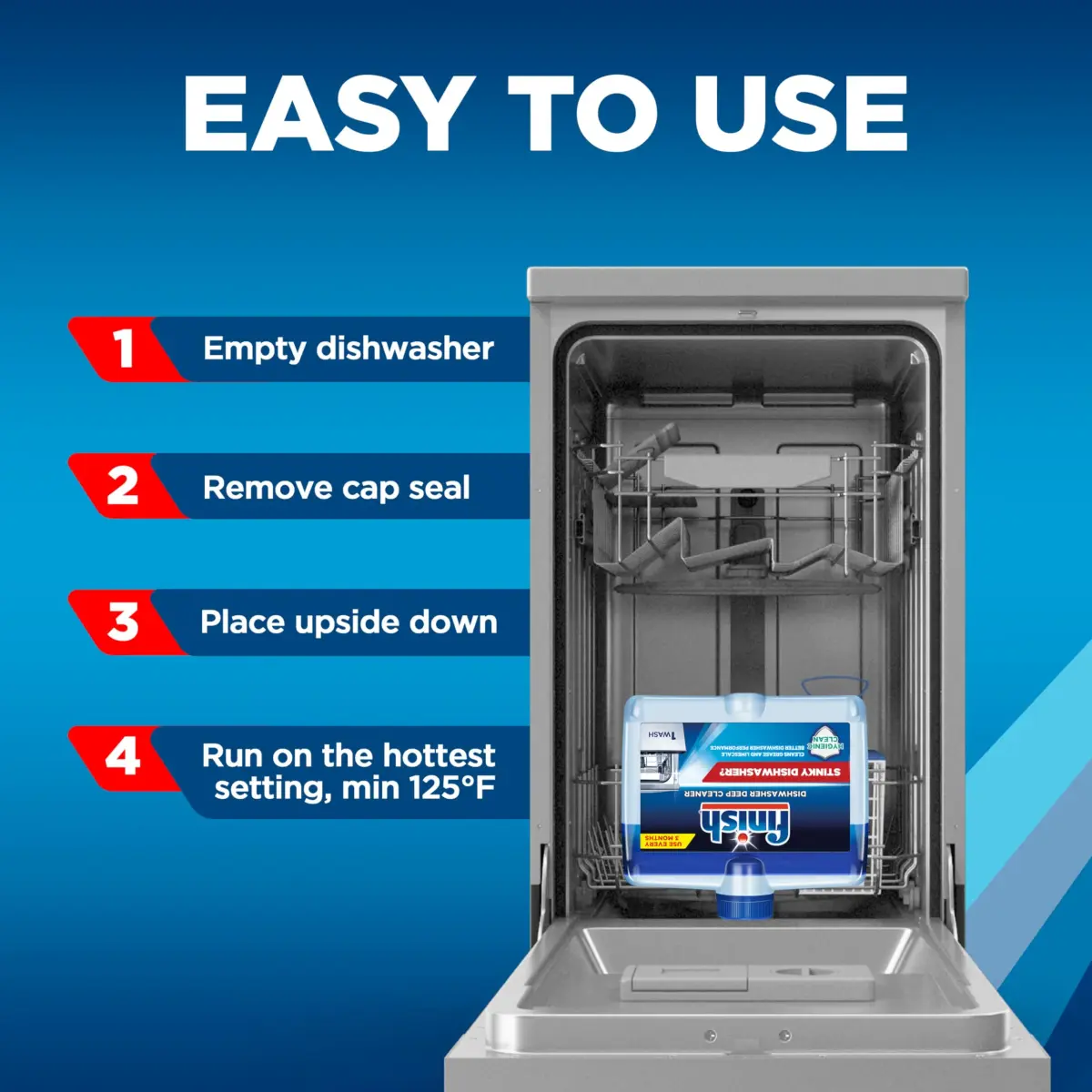 Finish Dishwasher Cleaner Liquid 4 Bottles | Deep Cleans Hidden Grease & Limescale - view 5