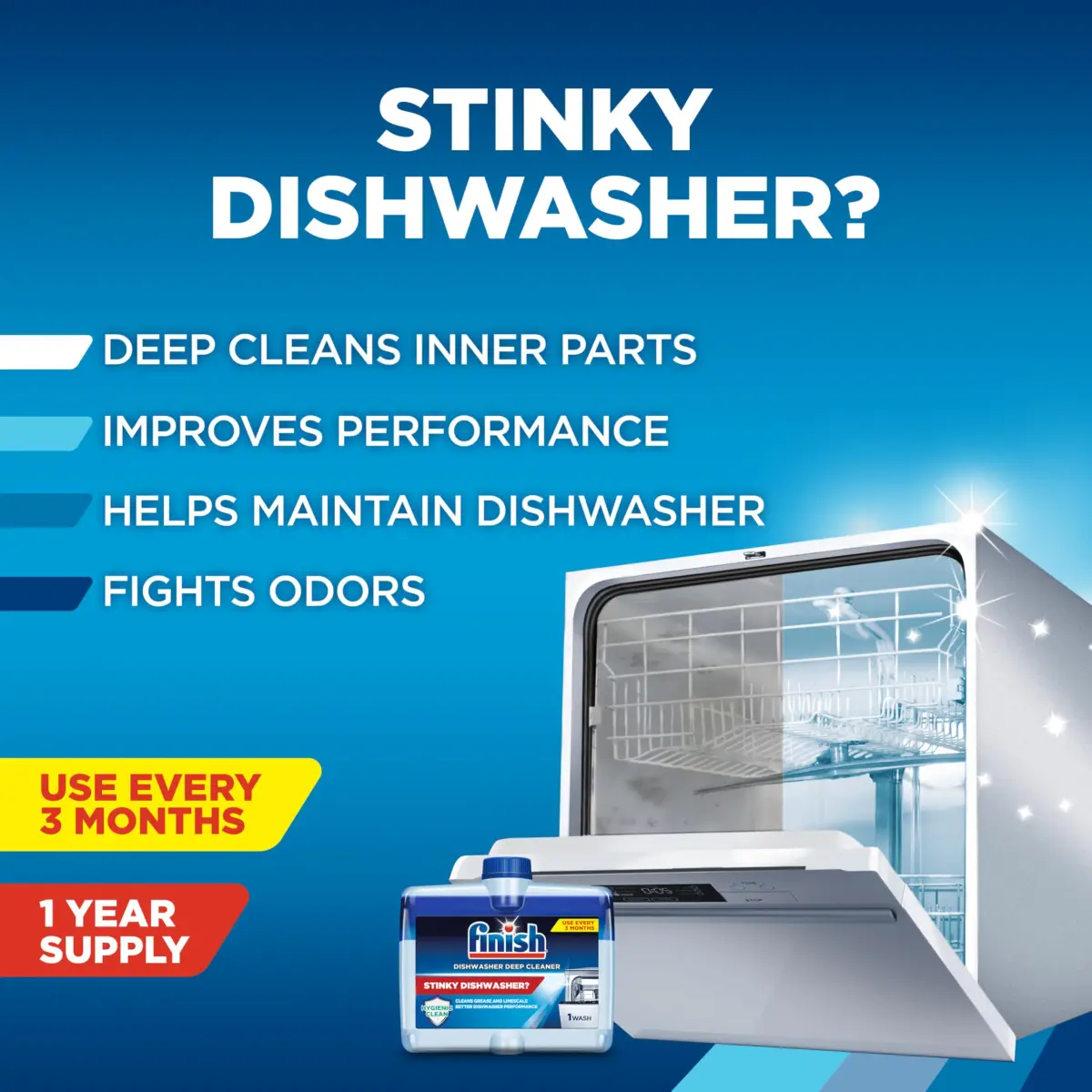 Finish Dishwasher Cleaner Liquid 4 Bottles | Deep Cleans Hidden Grease & Limescale - view 2
