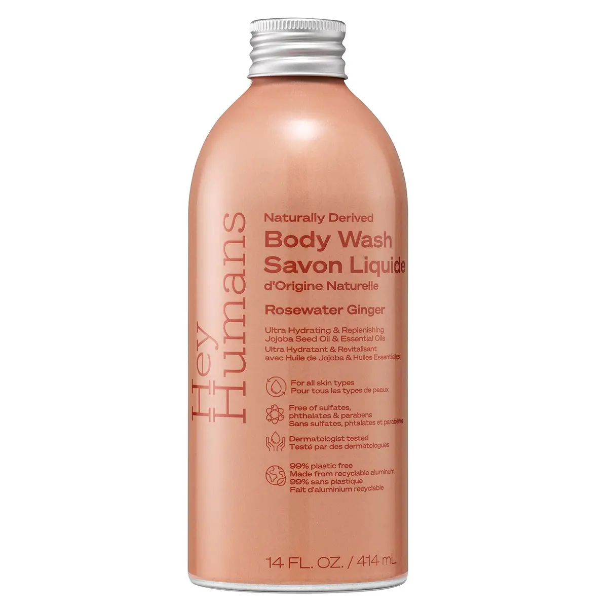 HEY HUMANS Rosewater Ginger Replenishing Body Wash 13oz | Vegan, Cruelty-Free, Hydrating - main product image