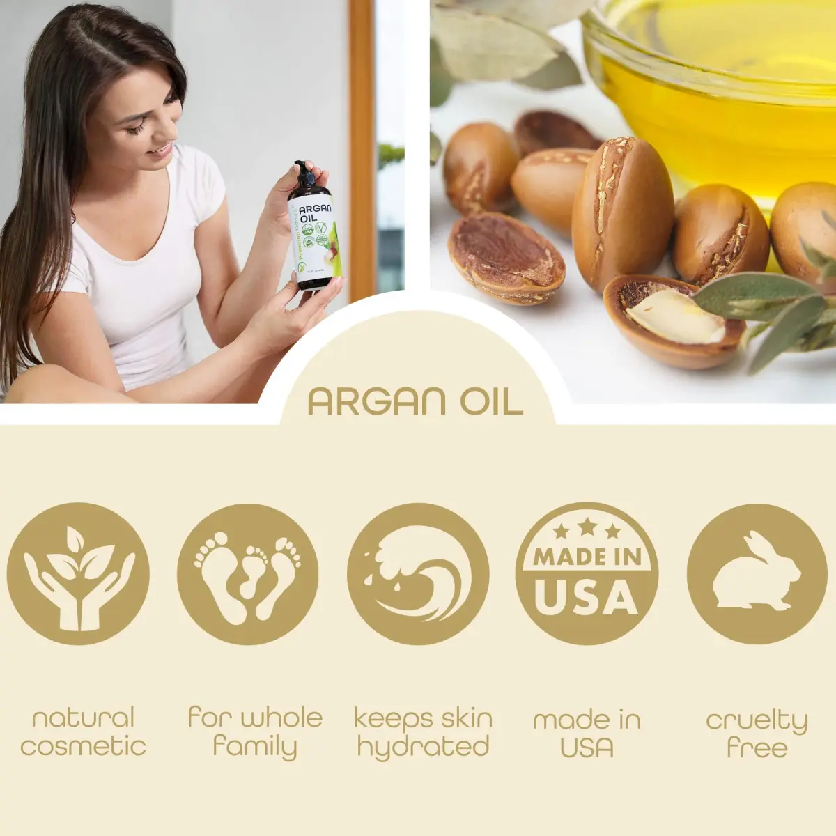 Premium Nature Organic Argan Oil for Hair Growth & Skin Serum 473ml (16 Fl Oz) | Pure Cold Pressed Moroccan Oil for Dry, Damaged, Curly, Frizzy Hair - view 4
