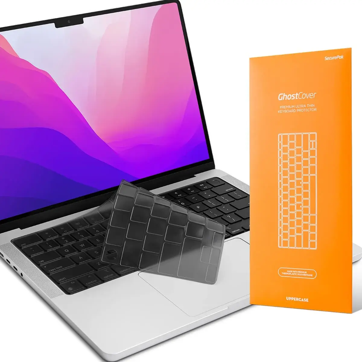 UPPERCASE GhostCover Original Premium Ultra Thin Keyboard Cover Protector for MacBook Pro 14"/16" & Air 13"/15" (1 Unit, Translucent Tinted) - main product image