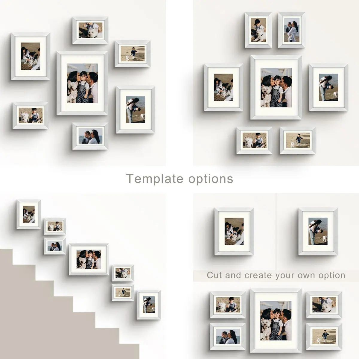 Frametory Gallery Wall Frame Set of 7 Multiple Sizes | Elegant Silver Finish with Ivory Mats - view 7