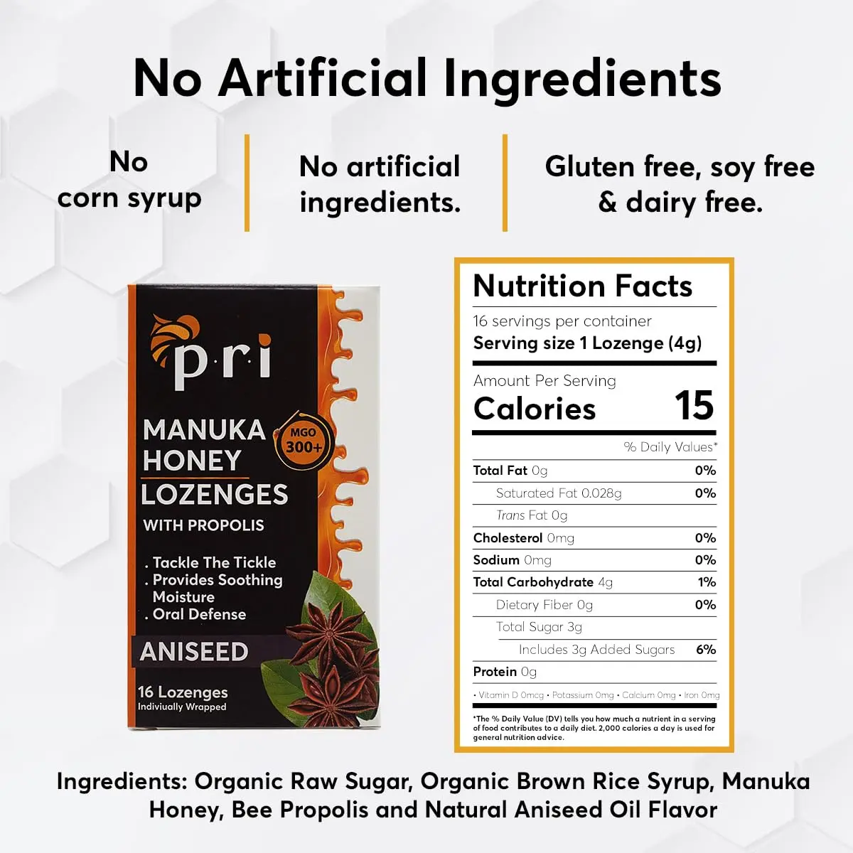 P.R.I Manuka Honey Lozenges with Propolis, Aniseed | MGO 300+ Certified, 16 Count/2 Pack - view 5