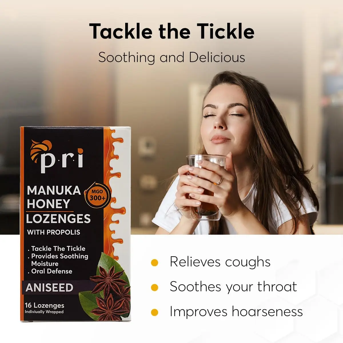 P.R.I Manuka Honey Lozenges with Propolis, Aniseed | MGO 300+ Certified, 16 Count/2 Pack - view 2