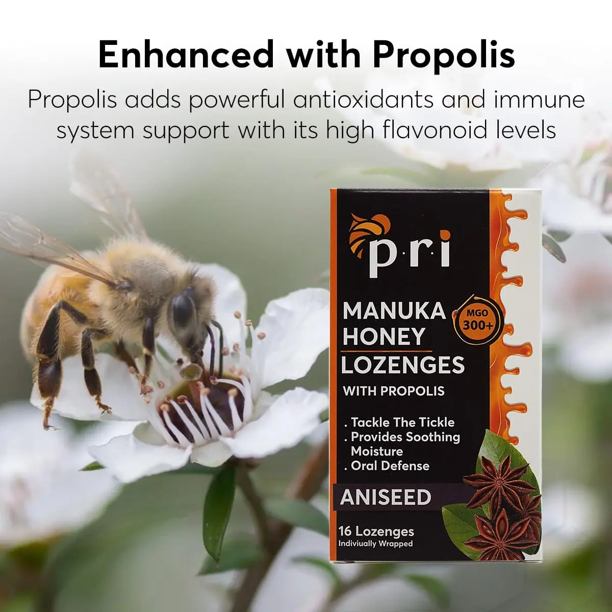 P.R.I Manuka Honey Lozenges with Propolis, Aniseed | MGO 300+ Certified, 16 Count/2 Pack - view 4