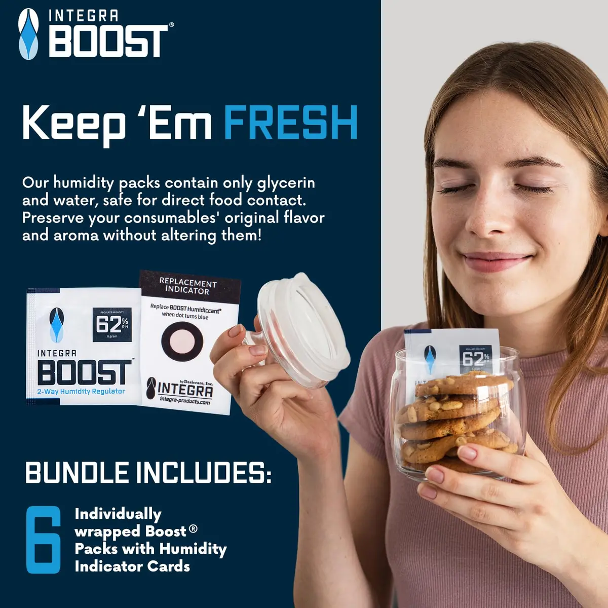 Integra Boost 62% RH 2-Way Humidity Control Pack 8g (0.28 oz) — Pack of 6 | Maintains Ideal Humidity for Herbs, Spices, and Pantry Items - view 7