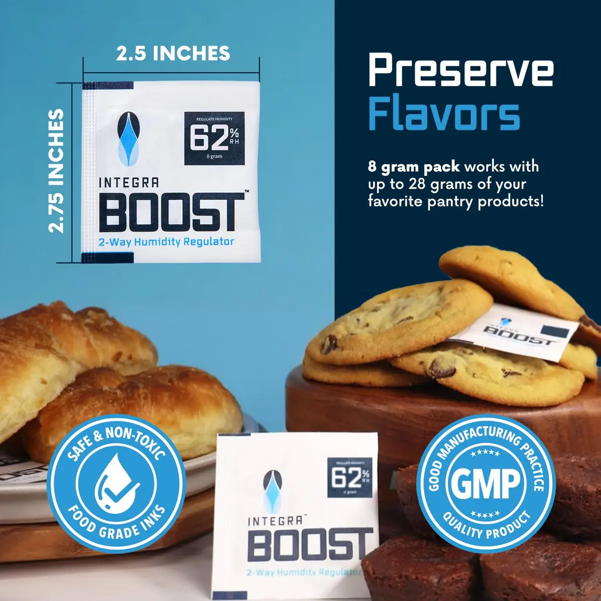 Integra Boost 62% RH 2-Way Humidity Control Pack 8g (0.28 oz) — Pack of 6 | Maintains Ideal Humidity for Herbs, Spices, and Pantry Items - view 4