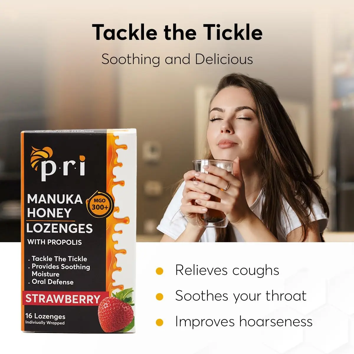 P.R.I Manuka Honey Lozenges with Propolis, Strawberry Menthol | Honey‑Forward, MGO 300+ New Zealand Manuka, 16 Count - view 2