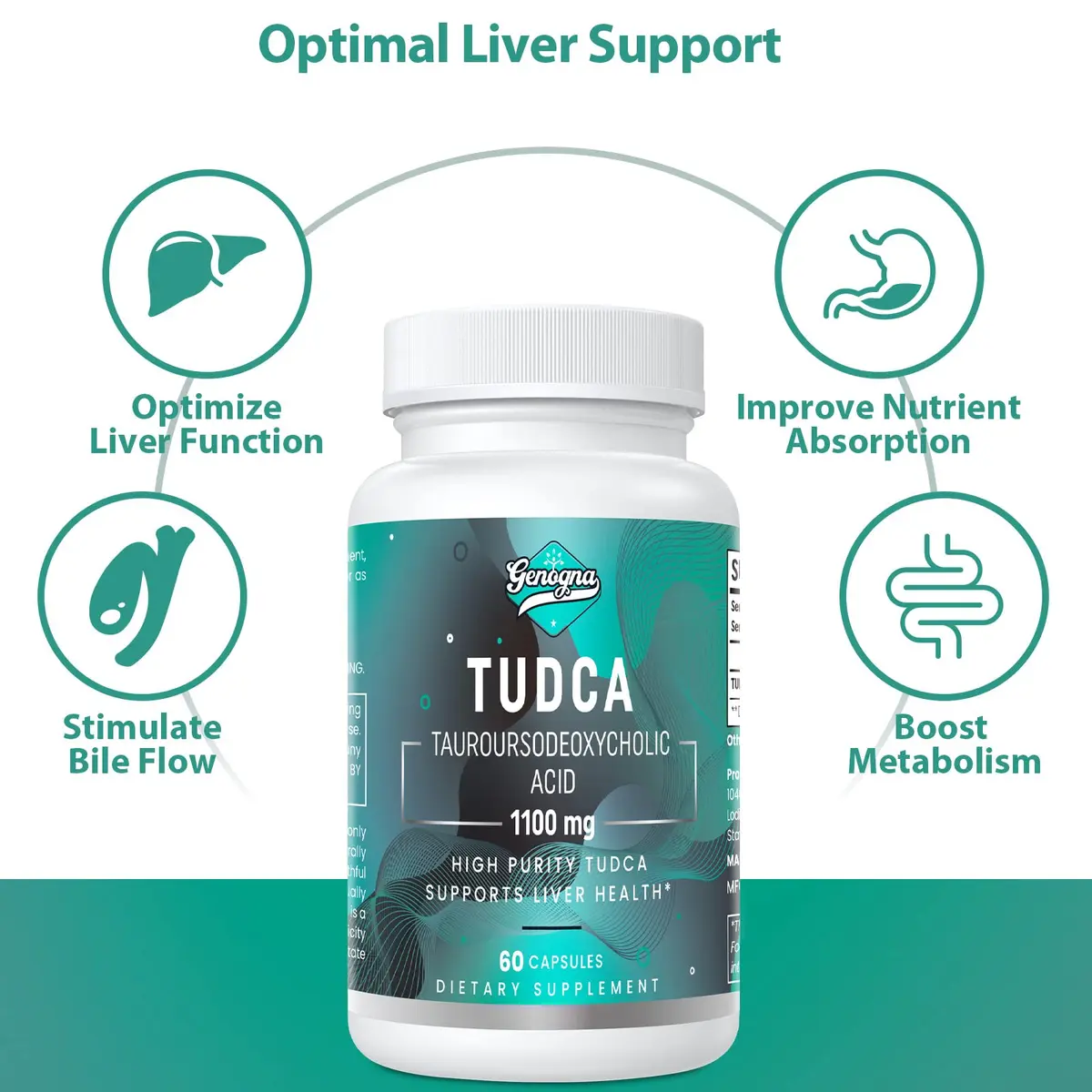 Genogna TUDCA 1100mg Liver Support Supplement for Detox Cleanse | Supports Liver & Digestion - view 6