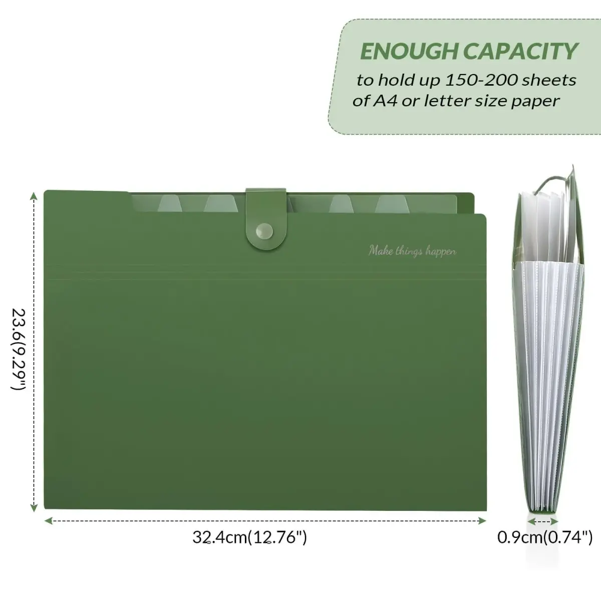 SKYDUE Expanding File Folder with 8 Pockets, Accordion Organizer, Letter Size, Olive Green | Durable Polypropylene for Home, School, Office - view 6
