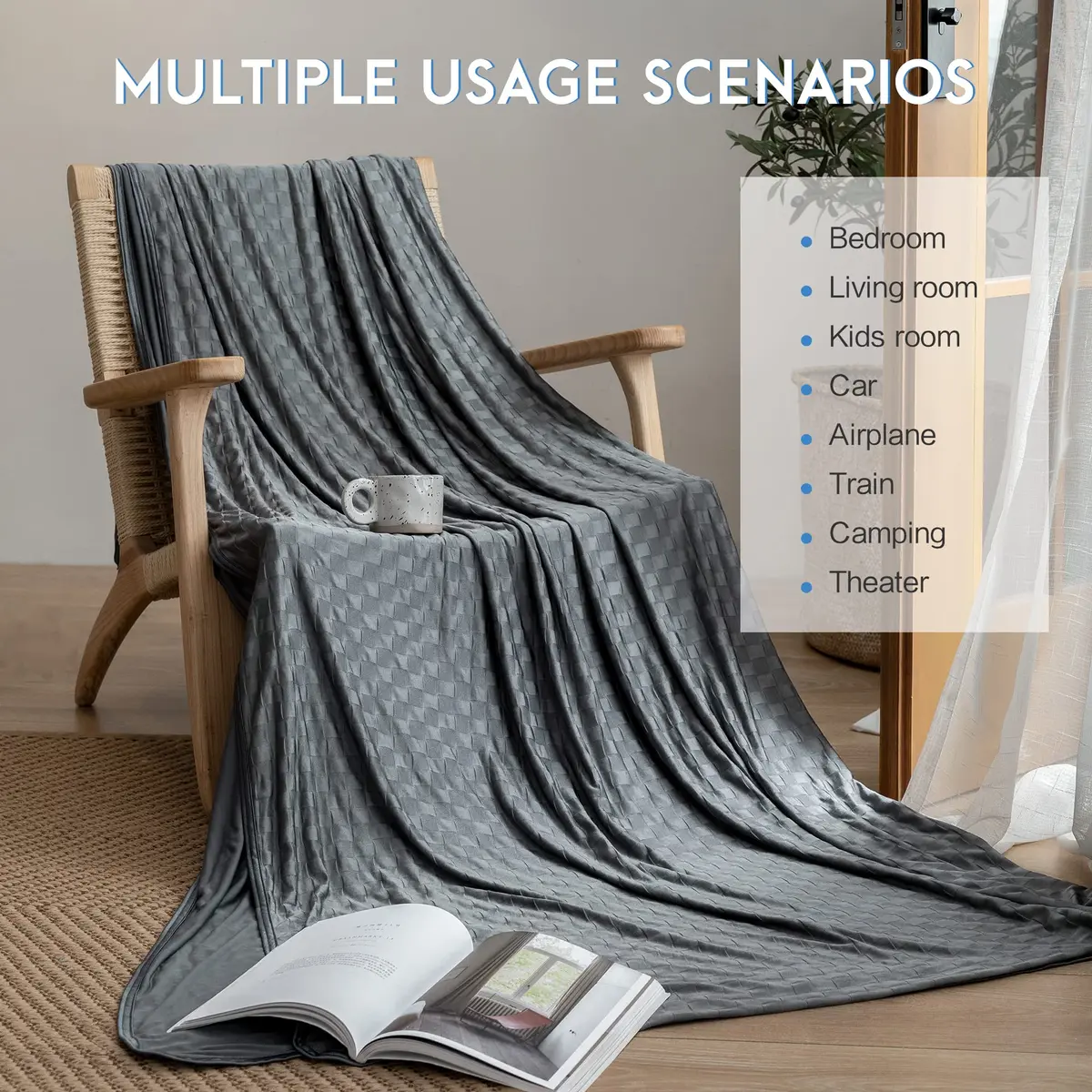 AmyHomie Cooling Blanket for Hot Sleepers 60"x80" | Lightweight Summer Twin Size - view 6